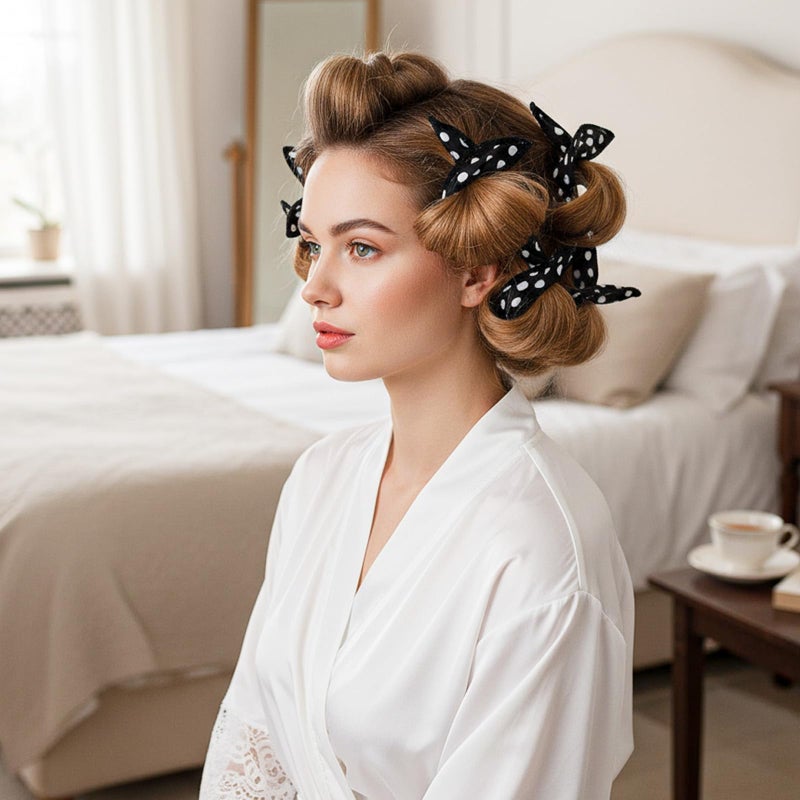 Guduling 8pcs Pillow Rollers for Hair, Black Polka Dot Pillow Rollers, Soft Sponge Pillows Curlers Suitable for Long, Short Hair, Thick and Thin Hairs of All Kinds o Curling - Image 3